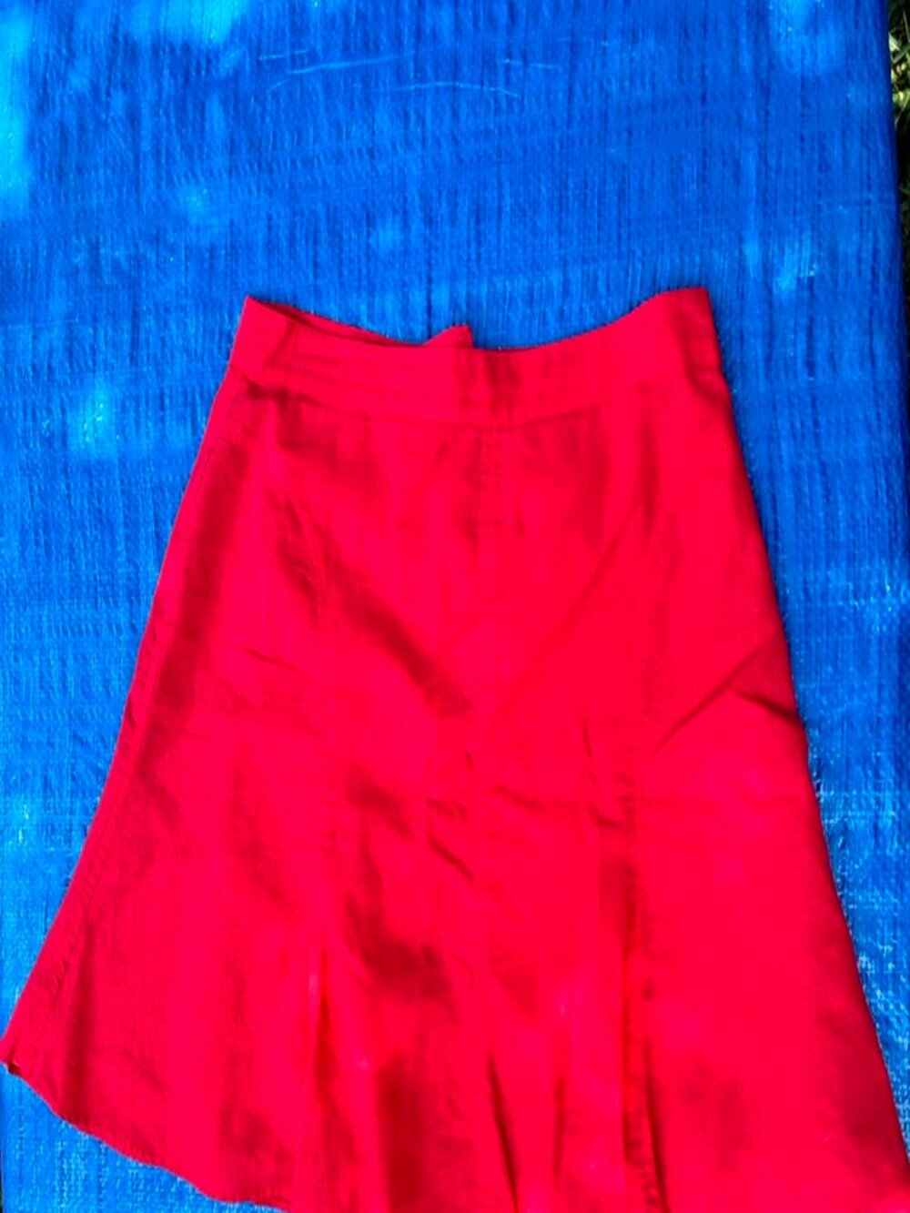Classic red A-line midi skirt
